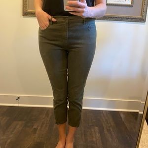 Ann Taylor Olive Green Cropped Skinny Jeans